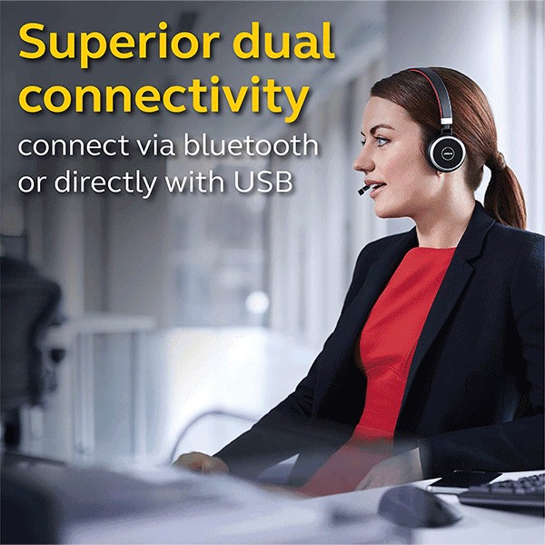 Jabra Jabra Evolve 65 SE Link380a MS Stereo Bluetooth Headset with Dual Connectivity, Noise Cancelling Microphone, Up to 12h Battery Life, 30m Wireless Range, For Multi Tasking, Black | 6599-833-309 - product view 2 of 7