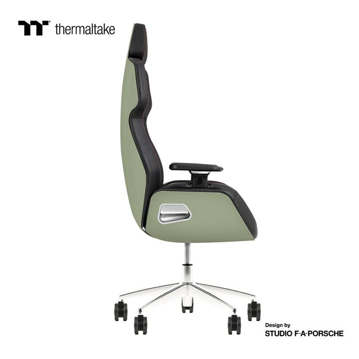 Thermaltake Argent E700 Real Leather Gaming Chair, Design by Studio F. A. Porsche, 4D Adjustable Armrests, Wire-Control Mechanism, 4 Gas Lift-Matcha Green - product view 2 of 6