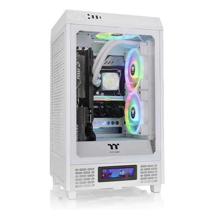 Thermaltake Thermaltake The Tower 200 Mini Computer Case, SPCC+Tempered Glass Material, Supports Up to 280mm Radiator, Up to 4 Fans Support, Removable Dust Filter-White - product view 2 of 6
