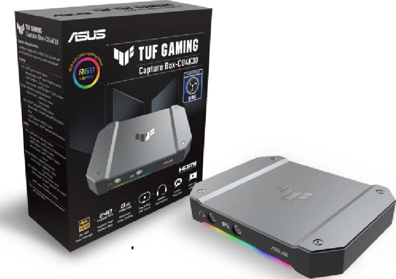 Asus Tuf Gaming CU4k30 Capture Box, 4K 60Hz HDR, USB 3.2 Gen1x1 Type-C, HDMI 2.0 Video / Audio Input, LED RGB Lighting Effect | 90YM00H0-B0EA00 - product view 1 of 3