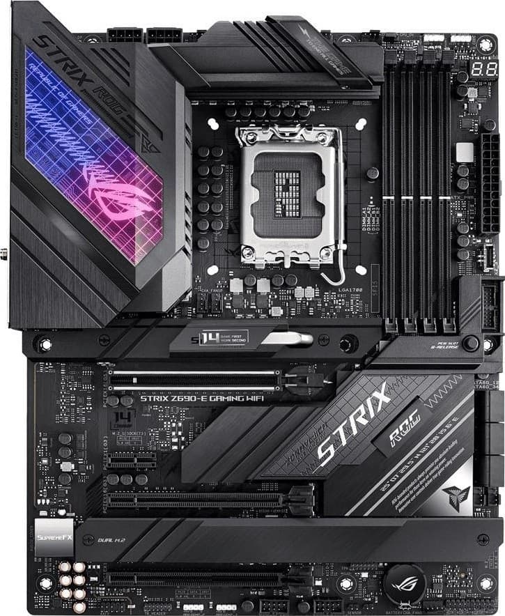 Asus Rog Strix Z690-E Gaming WiFi Intel LGA 1700 ATX Motherboard, 18+1 Power Stages, DDR5, PCIe 5.0, M.2 Combo-Sink, WiFi 6E, 2.5 GB Ethernet, Five M.2, Aura Sync | 90MB18J0-M0EAY0 - product view 2 of 5