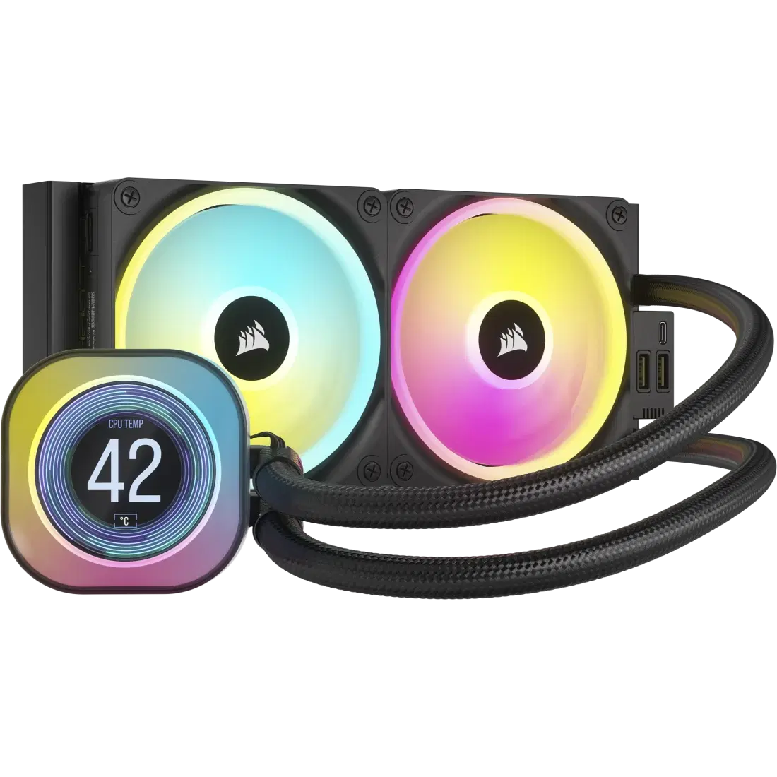 CORSAIR iCUE LINK H100i 240mm Black LCD AIO Cooler, 2.1" IPS Screen, QX120 Fans, Intel 1700/AM5 | CW-9061007-WW – Buy Online