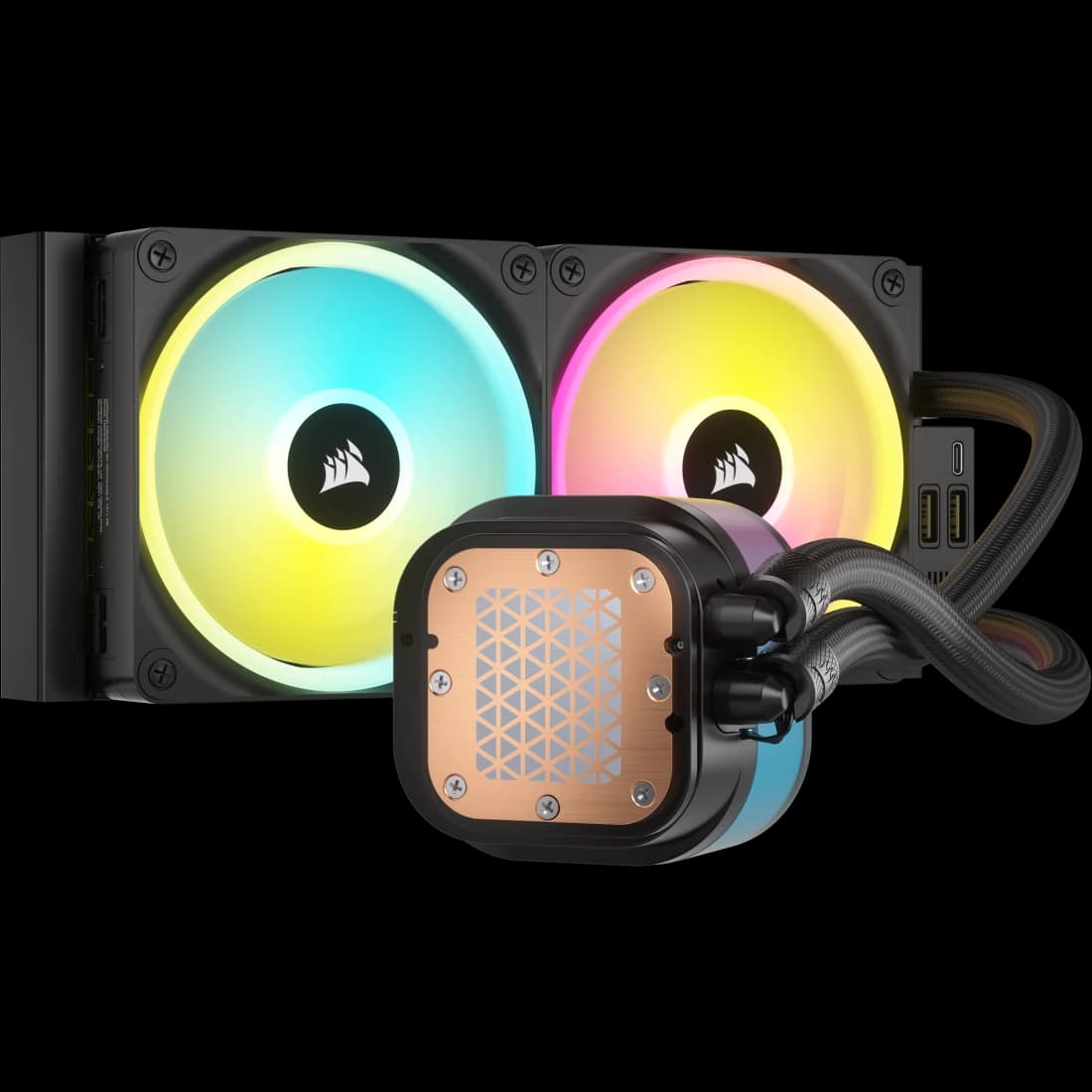 Corsair CORSAIR iCUE LINK H100i 240mm Black LCD AIO Cooler, 2.1" IPS Screen, QX120 Fans, Intel 1700/AM5 | CW-9061007-WW - product view 3 of 12