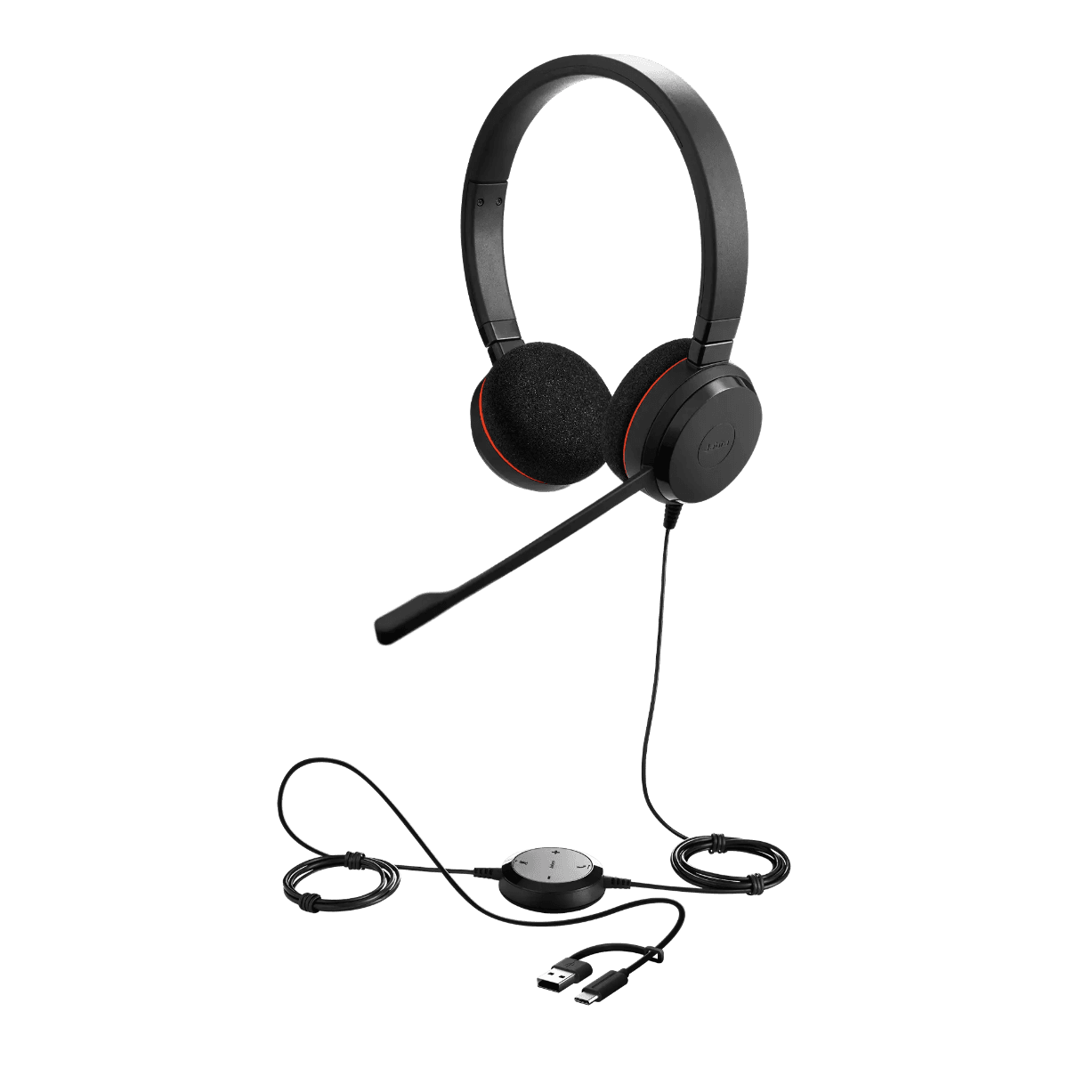 Jabra Jabra Evolve 20 Stereo Headset - Unified Communication Certified Headphones for VoIP Softphone with Passive Noise Cancelling - USB-C/A - Black | 4999-829-269 - product view 2 of 2