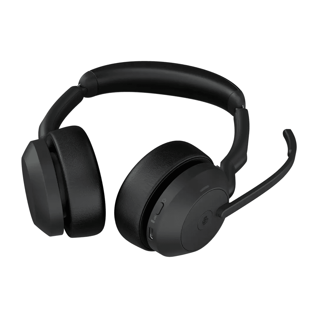 Jabra Jabra Evolve2 55 Link380a USB-A MS Stereo Wireless Headset, 28mm Driver Size, Active Noise Cancellation, Built-In Microphone, Up to 18 Hours of Battery Life, USB-A Dongle, Black | 25599-999-999 - product view 2 of 3