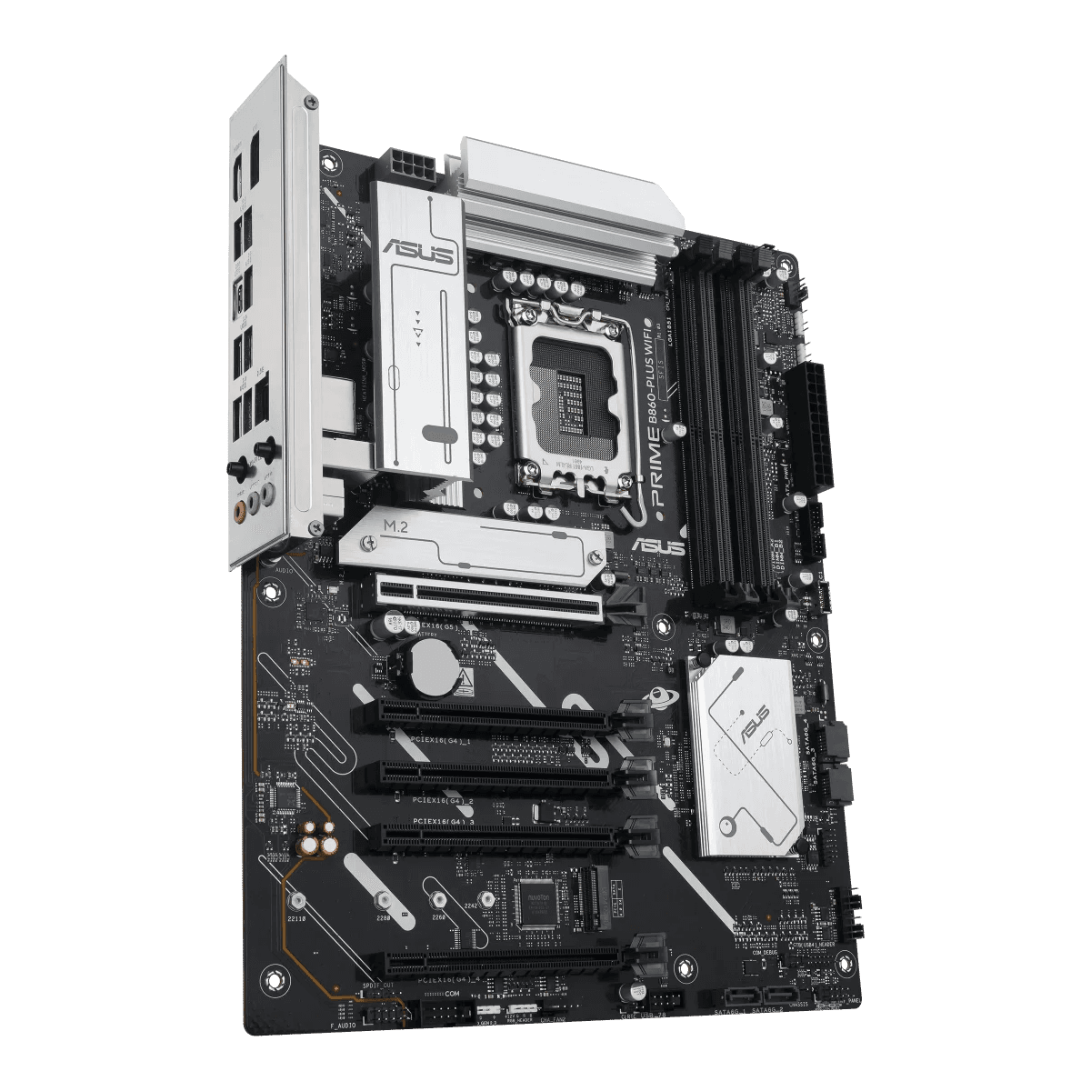 Asus ASUS Prime B860-Plus WiFi LGA 1851 ATX Motherboard, Intel B860 Chipset, 4x DIMM DDR5 Slots, Up to 256GB Max Memory, 5x PCIe x16 Slots, 2x M.2 Slots, WiFi & BT Connectivity | 90MB1K50-M0EAY0 - product view 3 of 5