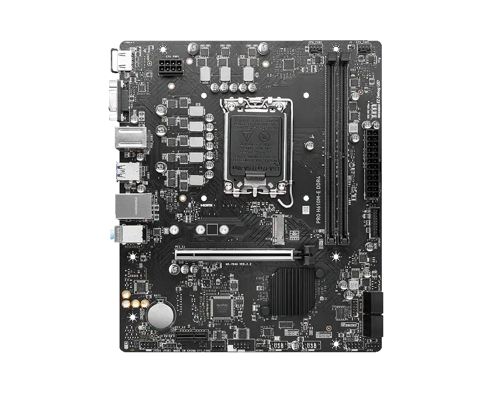MSI MSI PRO H610M-E DDR4 Motherboard, Intel 12th/13th/14th Gen, LGA 1700, PCIe 4.0, Micro-ATX | 911-7D48-012 - product view 2 of 5