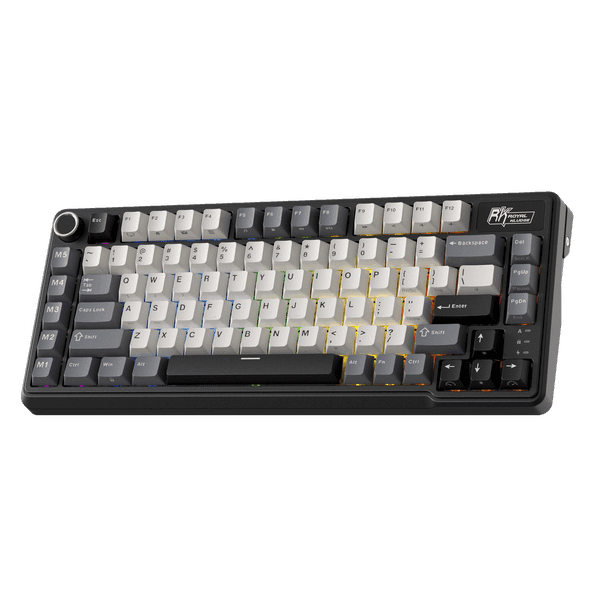 RK Royal Kludge L75 75% Wireless Triple-mode Mechanical Keyboard, Hot-swappable RK Well-lubed switches, Metal Volume Knob, Knight Black, Enlglish & Arabic Layout | RK L75