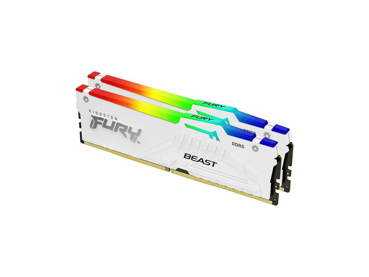 Kingston Kingston FURY Beast 32GB (2x16GB) DDR5 RAM, 6000MT/s, CL36, RGB, AMD EXPO, Non-ECC Unbuffered DIMM (Kit of 2), 1RX8 36-38-38 1.35V, 288-pin, 16Gbit, White | KF560C36BWEAK2-32 - product view 2 of 2
