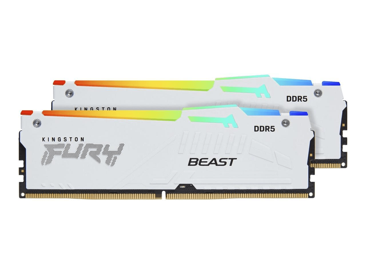 Kingston Kingston FURY Beast 32GB (2x16GB) DDR5 RAM, 6000MT/s, CL36, RGB, AMD EXPO, Non-ECC Unbuffered DIMM (Kit of 2), 1RX8 36-38-38 1.35V, 288-pin, 16Gbit, White | KF560C36BWEAK2-32 - product view 1 of 2