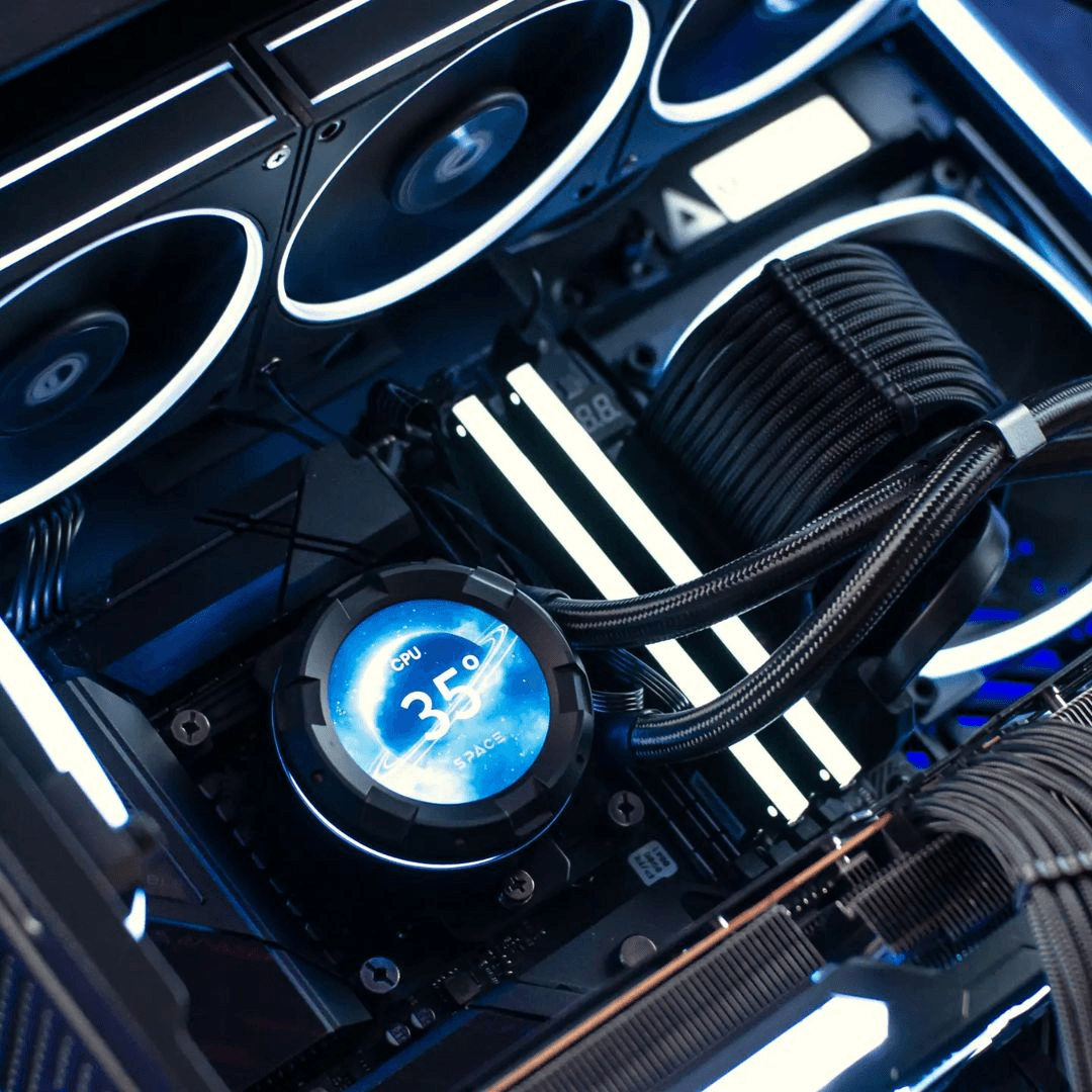 Blue High-End Gaming PC Powered By ASUS (AMD 9700X Ryzen 7, 32GB RAM, RTX 4080 SUPER GPU) - product view 3 of 6