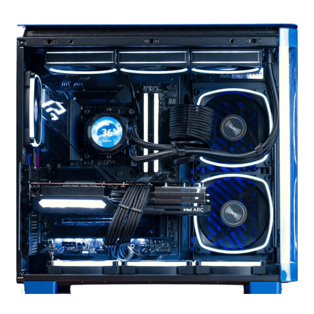 Blue High-End Gaming PC Powered By ASUS (AMD 9700X Ryzen 7, 32GB RAM, RTX 4080 SUPER GPU) - product view 1 of 6