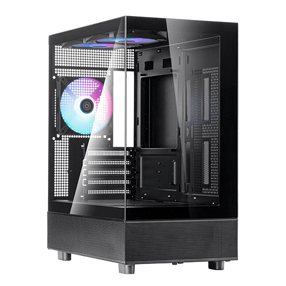 Silverstone Lucid 04 Panoramic Micro-ATX CASE, 270?? Panoramic Tempered Glass View, Motherboard Supports Micro-ATX, 280mm Radiator Compatibility, Top I/O includes 1 x USB Type-C, 2 x USB 3.0, 1 x Audio, 1 x Mic, Black | SST-LD04-B-ARGB – Buy Online