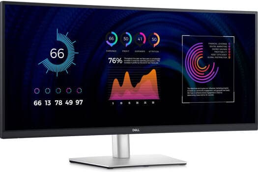 Dell Dell P3424We Curved USB-C Hub Monitor, 34" WQHD IPS Display, 60Hz Refresh Rate, Unparalleled focus, Up to 5ms (GtG) Response Time, 3800R Curvature, 1.07 Billion Colors, Black | P3424We - product view 2 of 7