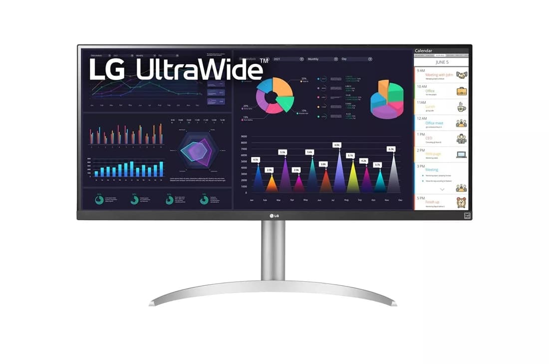 LG LG 34WQ650 34??? UltraWide FHD IPS Monitor, 100Hz Refresh Rate, 5ms Gtg Response Time, 16.7M Color Depth, 21:9 Aspect Ratio, VESA Display HDR 400, AMD FreeSync, Anti-Glare, White | 34WQ650-W - product view 3 of 6