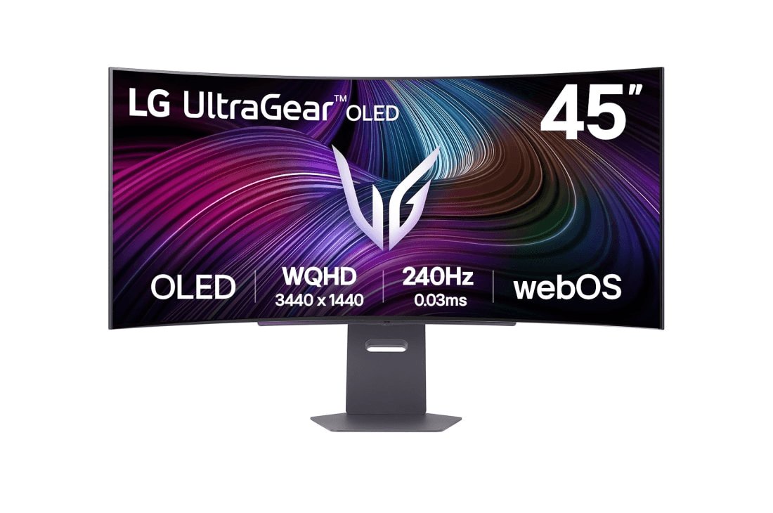 LG 45GX90SA-B UltraGear 45-inch OLED 240Hz WQHD Curved Smart Gaming Monitor,  (3440x1440) OLED Display, 240Hz, 0.03ms (GtG), AMD FreeSync Premium, AdaptiveSync, Black