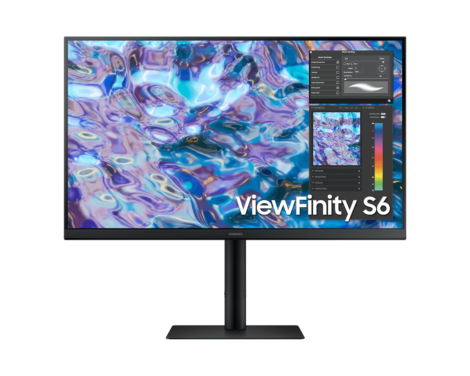 SAMSUNG Samsung 27" ViewFinity S6 QHD Monitor with IPS Panel, ergonomic design, 75Hz refresh rate, 5(GTG) Response Time, sRGB Coverage 0.99, Eye Saver Mode, Flicker Free, Wall Mountable  | LS27B610EQMXUE - product view 2 of 6