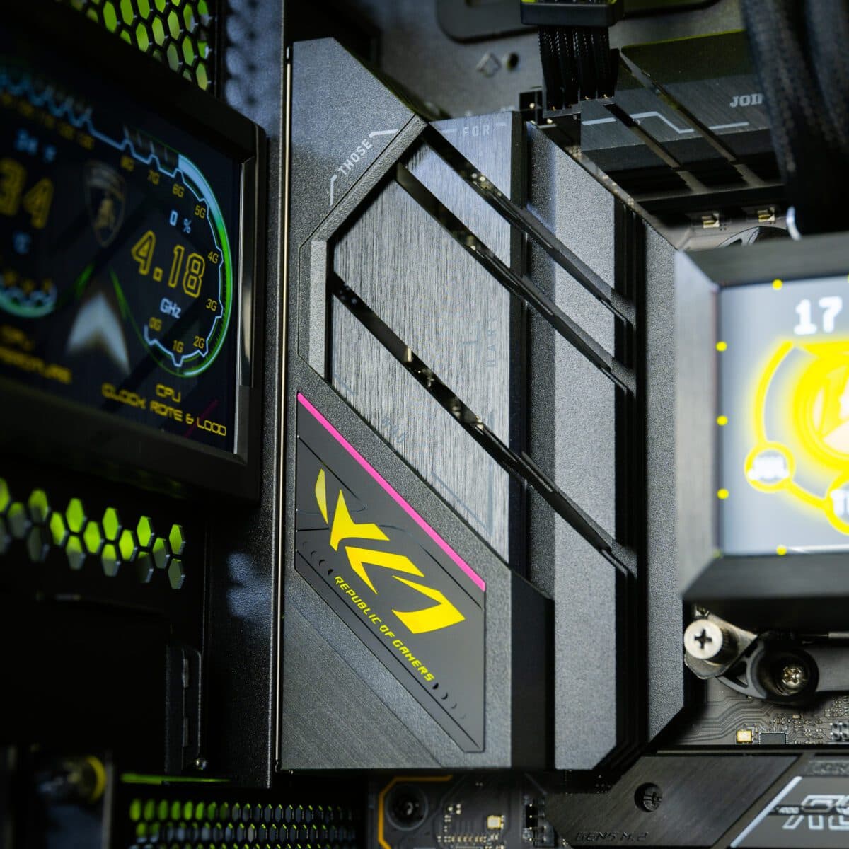 Nanotech Lamborghini Edition Gaming PC, I9-14900K 14TH Gen, 4080 SUPER 16 GB, 64GB (2x32GB) 6400MHz, 2 TB NVMe, AIO 360mm Cooler, 1250W  - product view 3 of 5