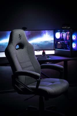 Arozzi Enzo Woven Fabric Ergonomic Computer Gaming/Office Chair with Swivel, Tilt, Rocker, and Adjustable Height, Light Grey | ENZO-WF-GYBK - product view 3 of 3