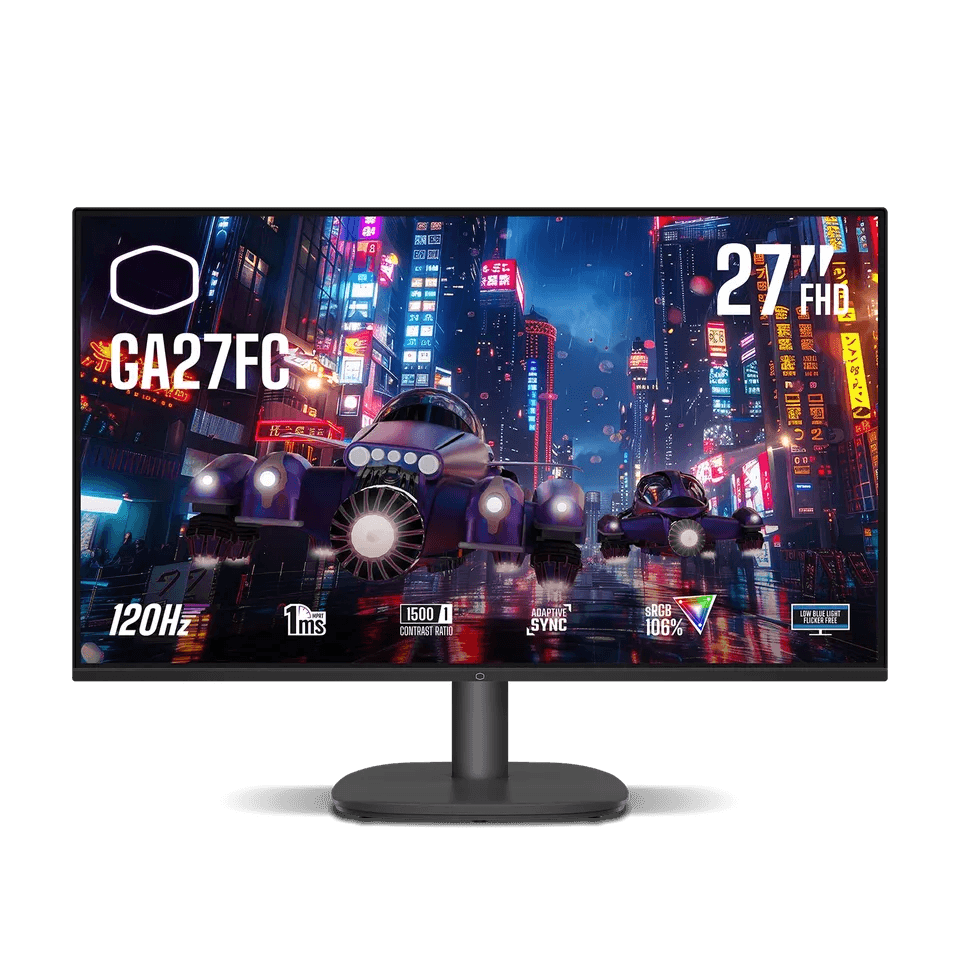 Cooler Master GA27FC 27 Inch Gaming Monitor, IPS 16.7M (6 bit + FRC) FHD 1920x1080, 120 Hz, 1ms (MPRT), sRGB 105% (Typ., CIE 1931), Adaptive Sync Low Blue Light (S/W) | CMI-GA27FC-UK – Buy Online