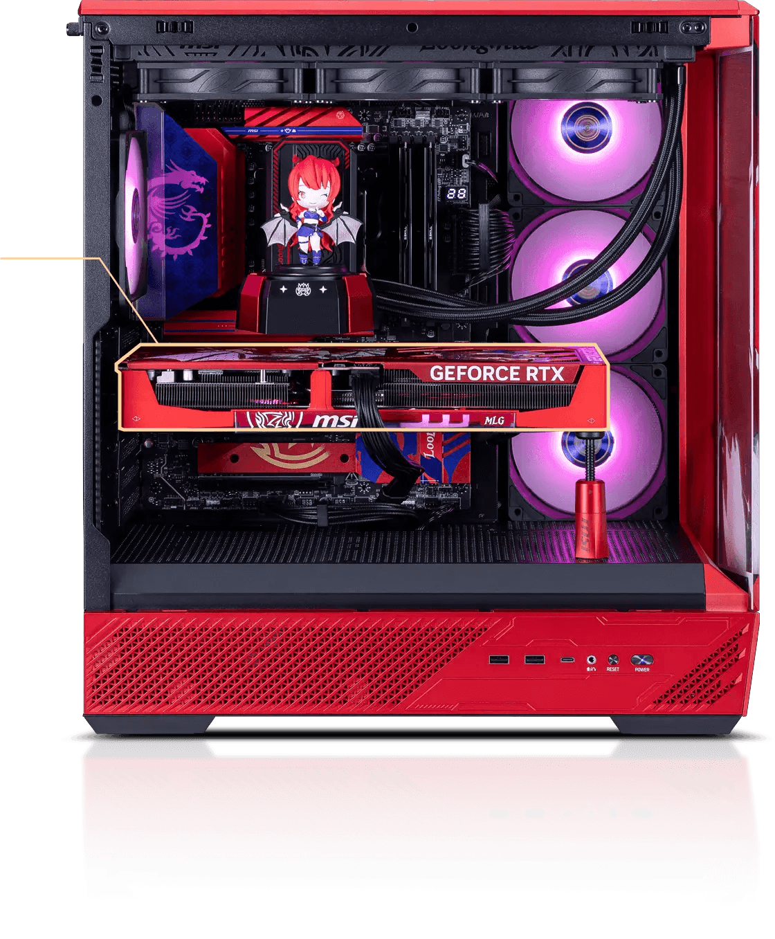 MSI Loong:Nia MLG MSI Gaming PC - AMD Ryzen 7 9800X3D, RTX 5070 Ti 16GB, 32GB DDR5 6000Mhz Ram, 2TB SSD, 850W PSU. - product view 2 of 9