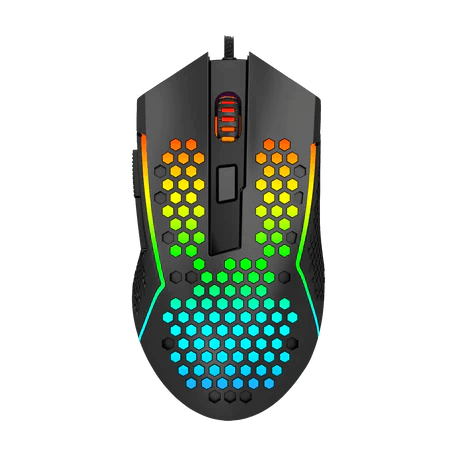 Redragon Redragon M987 Lightweight Honeycomb Wired Gaming Mouse, Programable 6 Buttons, RGB Backlit, 12400 DPI Resolution, 30g Acceleration, 5 Different User Modes, Black | M987-K - product view 2 of 5