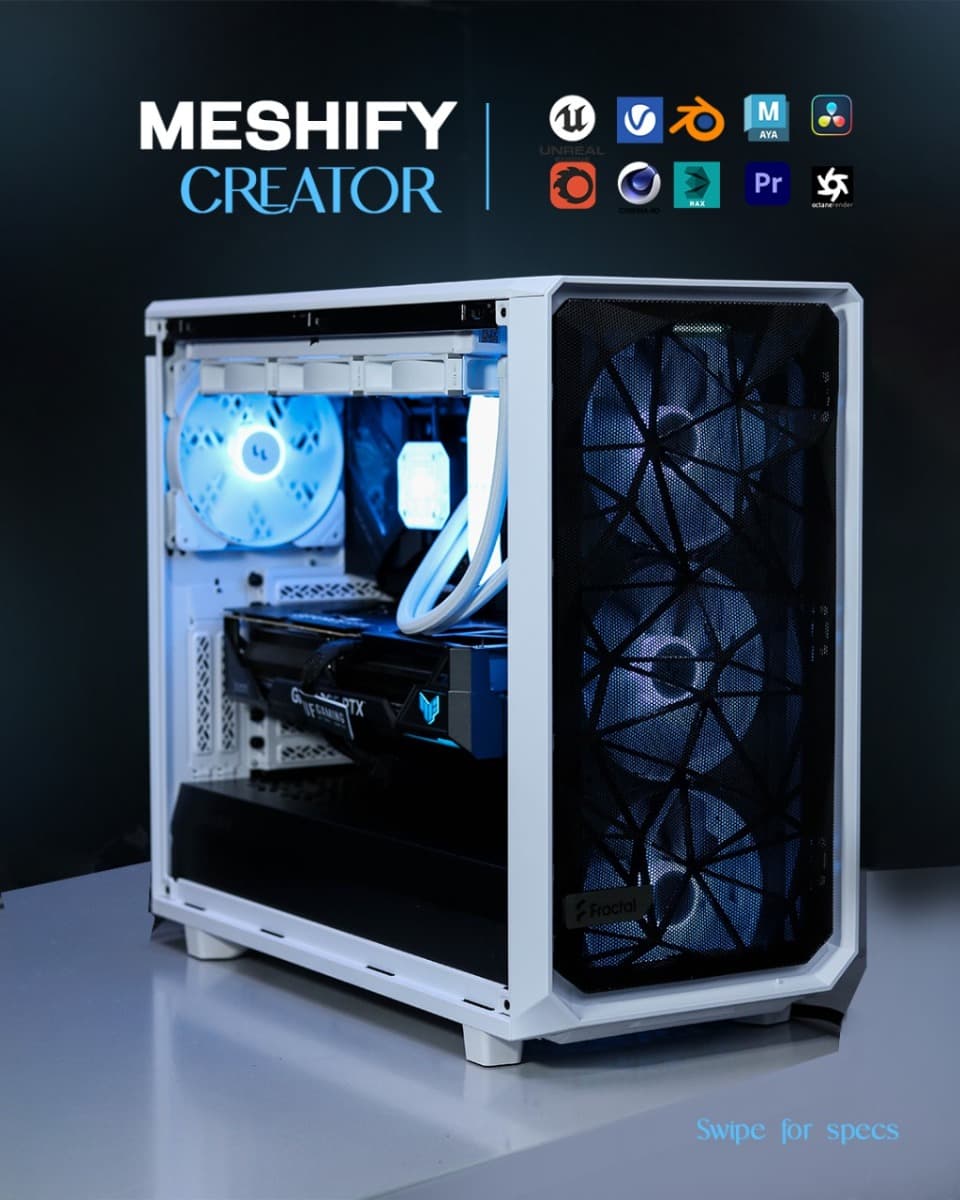 Nanotech Nanotech High-end Creator PC, Core i9-14900K 3.2 GHz, TUF-RTX-4090-O24G-GAMING OC, 64 (2 X 32GB) RAM DDR5, 2TB NVMe, ROG Ryuo CPU LIQUID COOLER, 1500W 80+ Titanium, WiFi+BT - product view 2 of 6