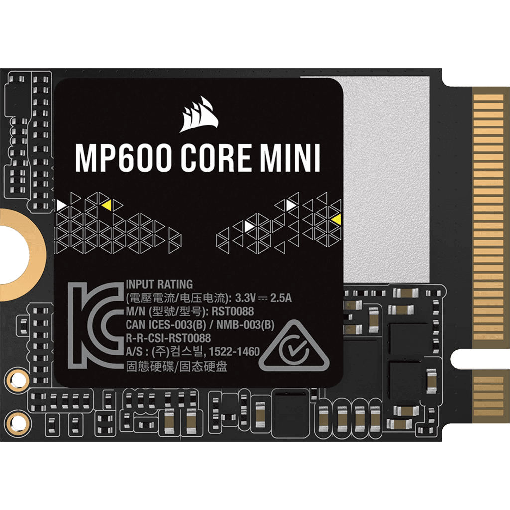 Corsair Corsair MP600 CORE Mini 1TB M.2 NVMe PCIe x4 Gen4 2 SSD ??? M.2 2230 ??? Up to 5,000MB/sec Sequential Read QLC NAND ??? Great for Steam Deck, ASUS ROG Ally, Microsoft Surface Pro .CSSD-F1000GBMP600CMN - product view 3 of 4