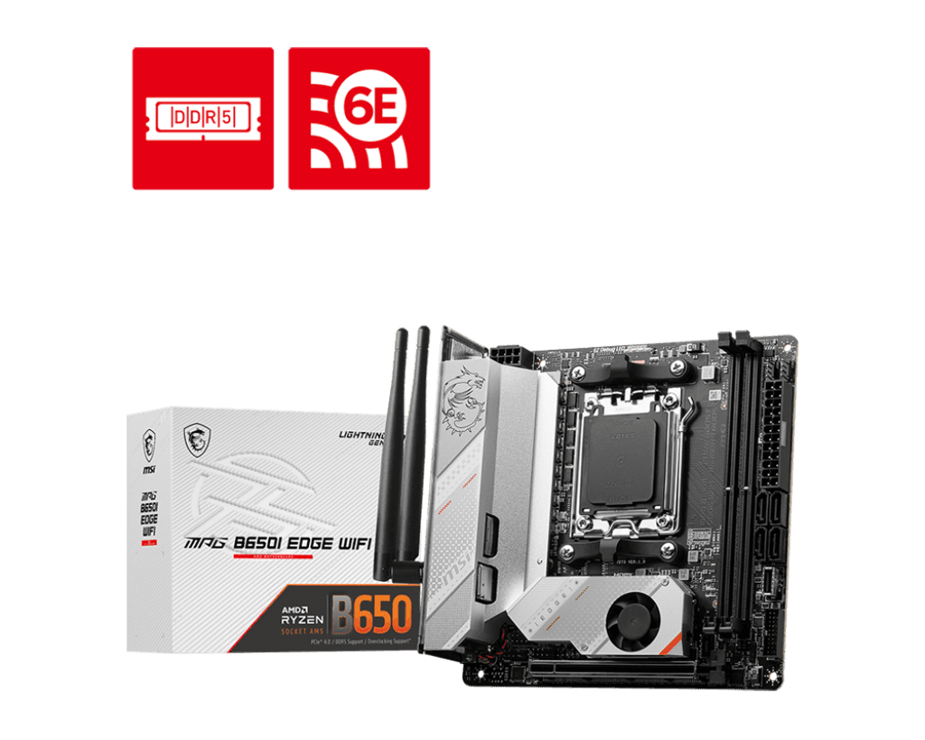 MSI MPG B650I EDGE WIFI Motherboard, Mini-ITX - Supports AMD Ryzen 7000 Series Processors, AM5-8 Phases Direct CPU Power 80A VRM, DDR5 6600+MHz/OC, 1 x PCIe 4.0 x16, 2 x M.2 Gen4, Wi-Fi 6E 911-7D73-006   MINI ATX – Buy Online