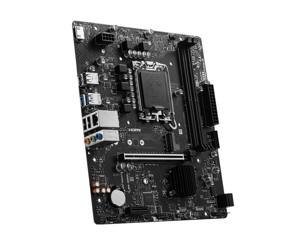 MSI MSI PRO H610M-S DDR4 Motherboard, INTEL H610, Intel Core 14th Processors, 2x DDR4 Memory up to 3200(MAX) MHz Max 64 GB, 1x M.2, 2x SATA 6G, PCIe 4.0, Realtek ALC897 Codec, Realtek RTL8111H Gigabit LAN | 911-7E44-003  2 YEAR WARRANTY - product view 1 of 5