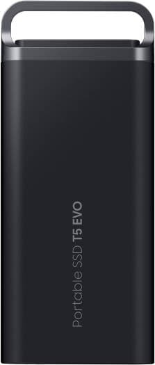 SAMSUNG Samsung T5 EVO 8TB USB 3.2 Gen 1 Portable External SSD, Up to 460 MB/s Data Transfer Rate, Rubber Skin Design, AES 256-Bit Hardware Encryption, Integrated Hook - Black | MU-PH8T0S/WW - product view 2 of 9