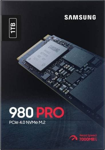 SAMSUNG Samsung 980 Pro 1TB PCIe NVMe Gen4 M.2 Solid State Drive, M.2 (2280), 7,000MB/s Seq. reads, 5,000MB/s Seq. writes, Gaming SSD | MZ-V8P1T0B/AM - product view 2 of 4
