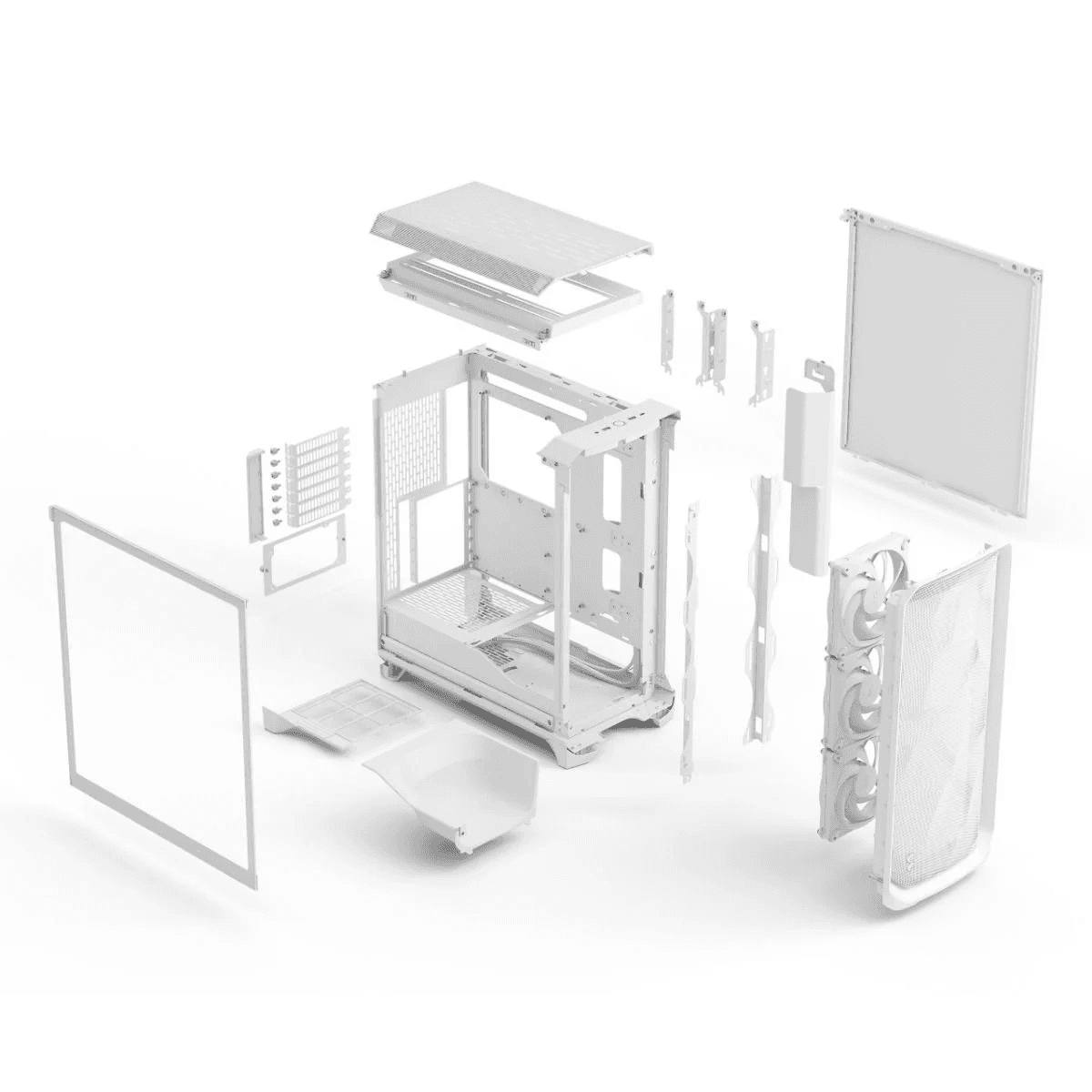 Fractal Design Fractal Meshify 3 White TG Clear Tint Computer Case, 3x Pre-installed Fans, Supports Motherboard upto E-ATX, Radiator Upto 280/360 mm, Type-C 20 Gbps, USB 5 Gbps, Tool-less Side Panels | FD-C-MES3A-04 - product view 3 of 7