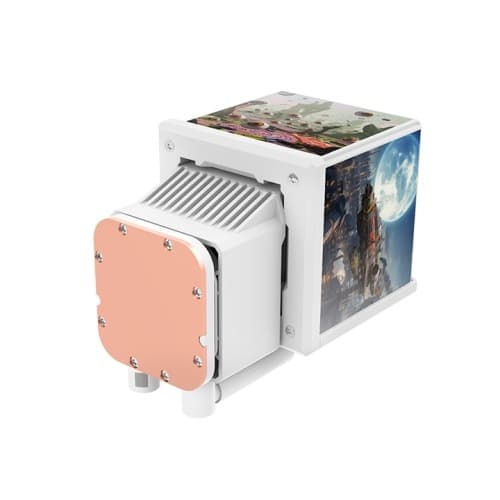 Thermaltake Thermaltake MINECUBE 360 Ultra ARGB Sync AIO Liquid Cooler, Patented Quad-LCD Cube Display, SWAFAN EX MagForce 2.0, 360mm Liquid Cooler, White | CL-W482-PL12SW-A - product view 3 of 5