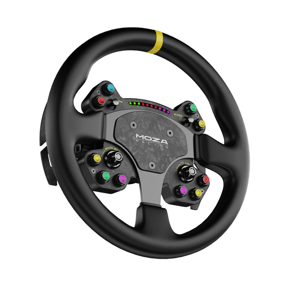 MOZA Moza RS25 Racing RS V2 Steering Wheel, 13-inch GT Style, Genuine Leather, Forged Carbon Fiber, Magnetic Shifters - product view 3 of 4
