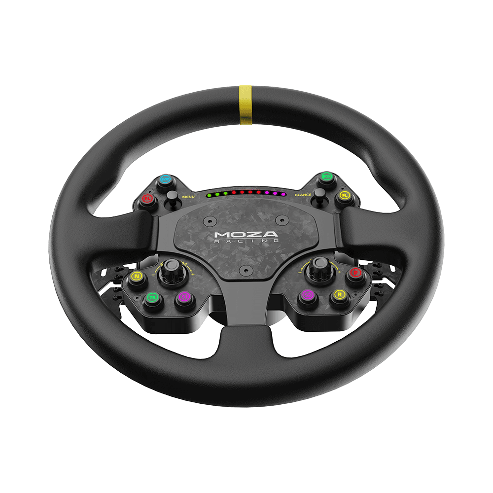 MOZA Moza RS25 Racing RS V2 Steering Wheel, 13-inch GT Style, Genuine Leather, Forged Carbon Fiber, Magnetic Shifters - product view 2 of 4