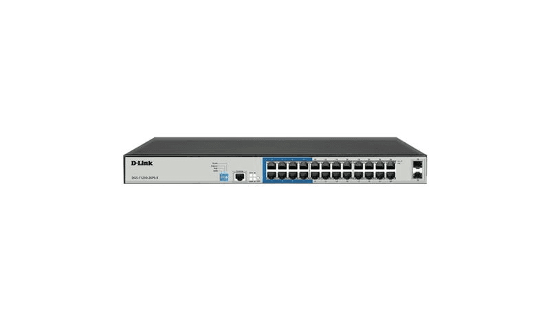 DLINK DGS-F1210-26PS-E 26-port Switch, 10/100/1000Base-T, Long Range 250m, PoE+, Smart Switch with 24 PoE Ports, 2 SFP Ports | DGS-F1210-26PS-E – Buy Online