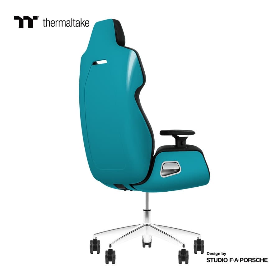 Thermaltake Argent E700 Real Leather Gaming Chair, Design by Studio F. A. Porsche, 4D Adjustable Armrests, Wire-Control Mechanism, 4 Gas Lift-Ocean Blue - product view 2 of 6