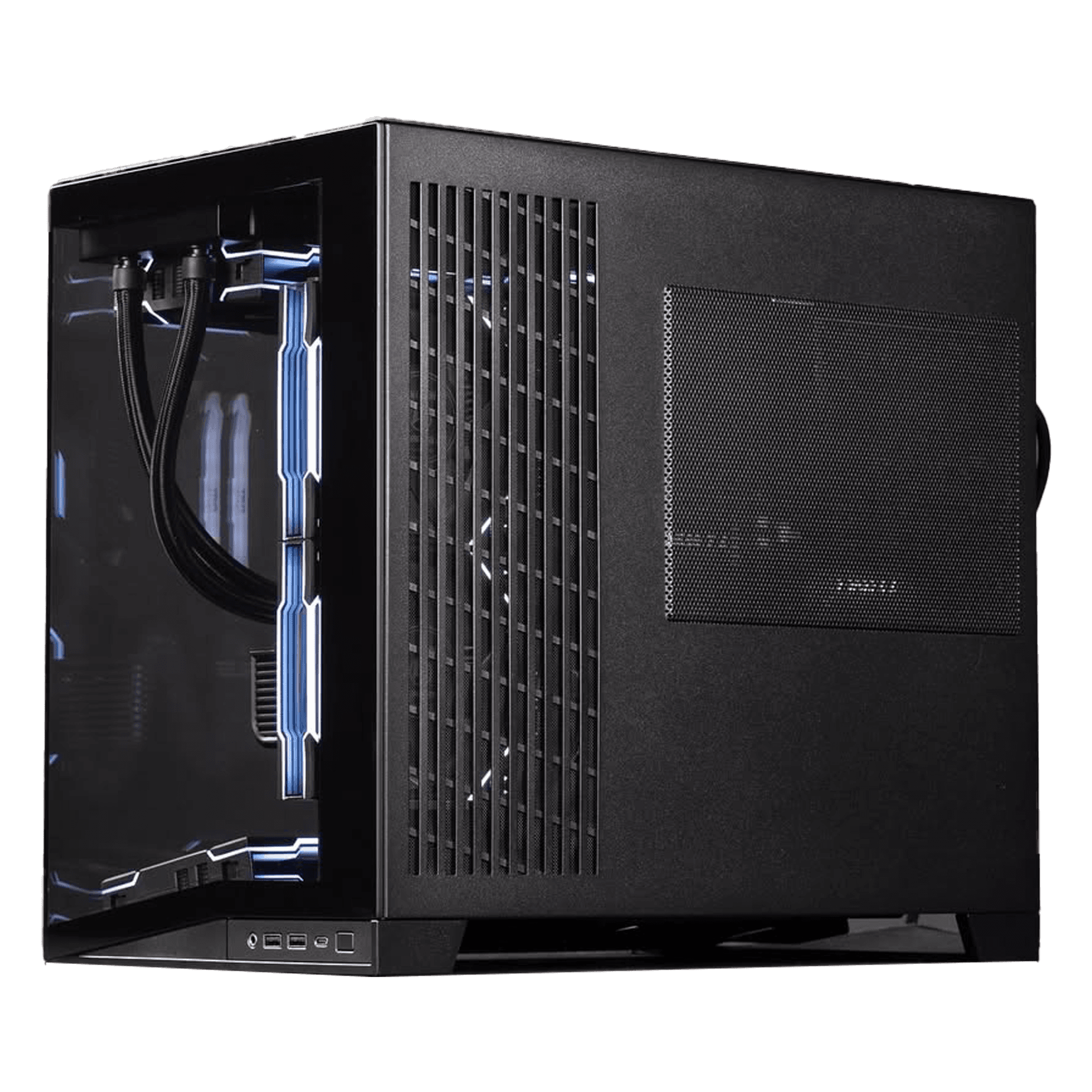 Mini Gaming PC, AMD Ryzen 7 7800X3D – 8 Cores, 16 Threads, 5.0GHz, RTX 5070 OC Edition 12GB GDDR7, 64GB (2x32GB) DDR5 6400MHz,  990 PRO 2TB NVMe, 850W ATX 3.1, RYUJIN III 360 ARGB EXTREME AIO,  O11 DYNAMIC MINI V2 FLOW,  Wireless LCD 120 Reverse Blade Fans - product view 2 of 3