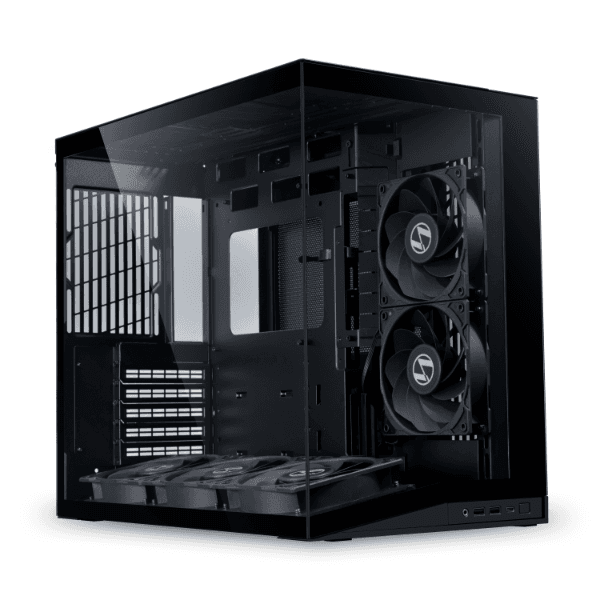 Lian Li O11 Dynamic Mini V2 Flow Panoramic Computer Case, ATX Back-Connect Support, 400mm GPU Clearance, 5x Pre-installed Reverse Fans, Black | O11DMIV2FX – Buy Online