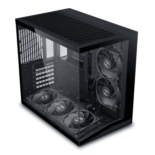Lian Li O11D mini V2 Flow Black Computer Case, 5x Pre-Installed Reverse Blade Fans, Supports ATX, M-ATX, Mini-ITX, and ATX Back-Connect motherboards, Adjustable Vertical GPU Bracket, Supports up to 360mm top radiator, Supports 9 x 120mm fans | O11DMIV2FX