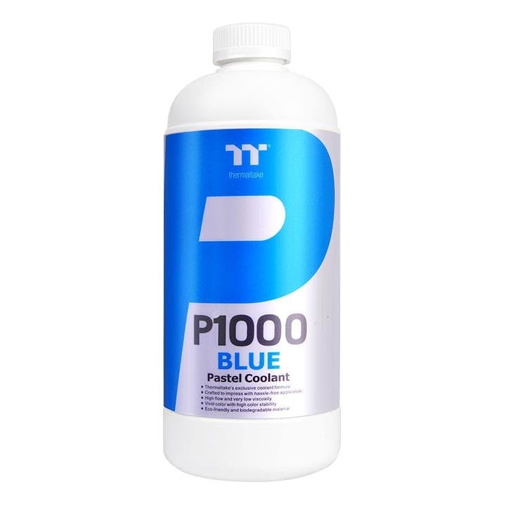 Thermaltake P1000 Pastel Coolant, 1000ml Blue pastel based non-transparent and high performance coolant for PC water-cooling, offering superb protection for copper, nickel, brass, and aluminum | CL-W246-OS00BU-A