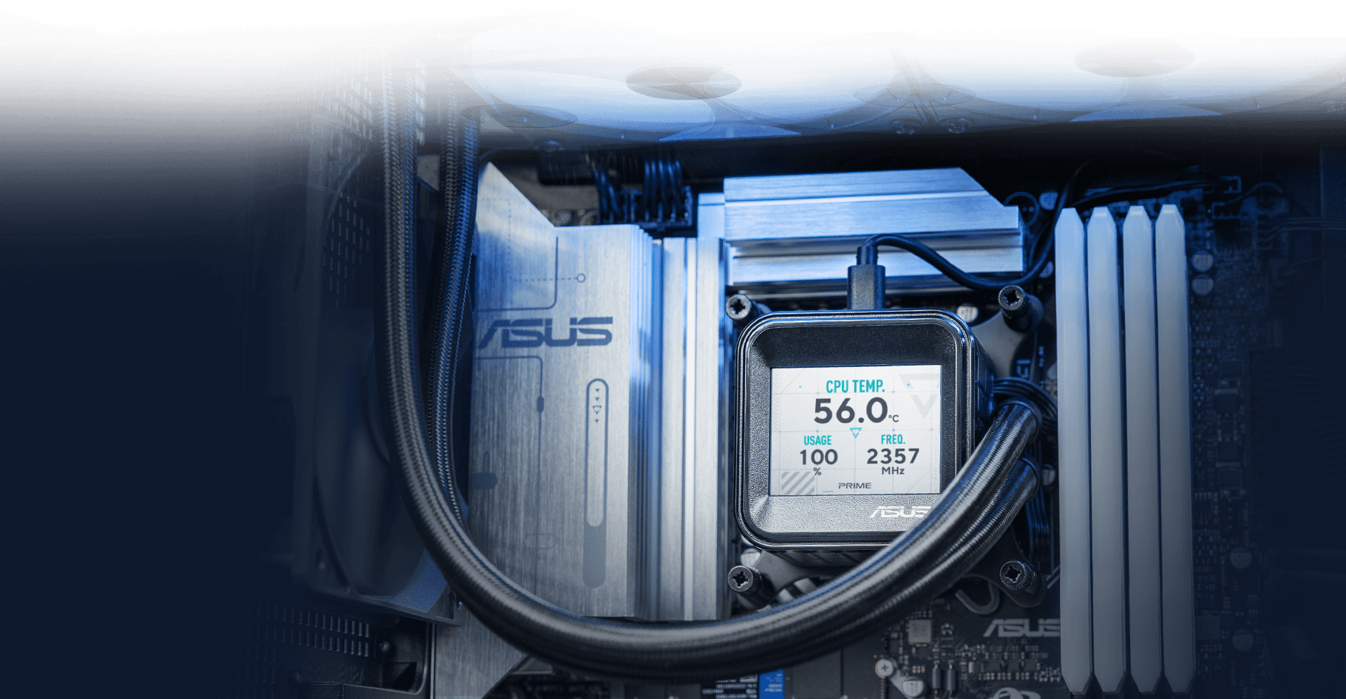 Asus ASUS Prime LC 360 ARGB LCD All-in-One Liquid CPU Cooler, Customizable LCD Display, 360mm Radiator, Triple 120mm ARGB Fans, Intel LGA 1700 and AMD AM5 Support, Black | 90RC00Z1-B0EAY0 - product view 3 of 4