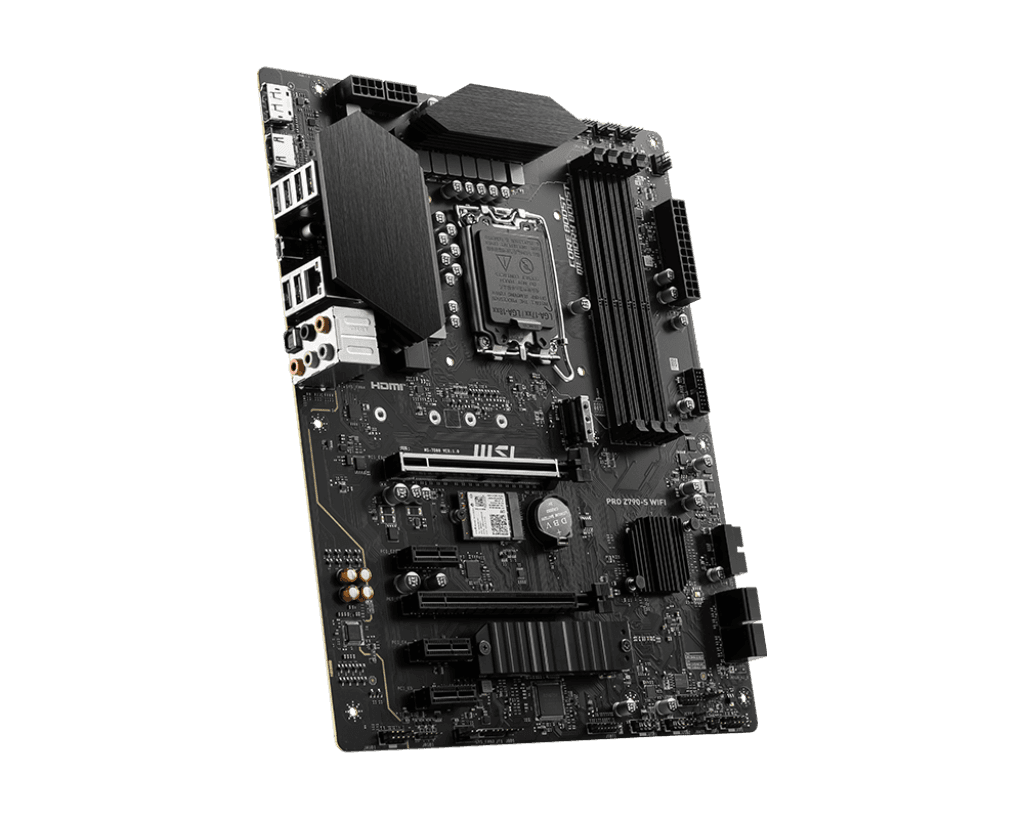 MSI MSI Pro Z790-S WIFI 6E LGA 1700 ATX Intel Motherboard, Intel Z790 Chipset, 4x DDR5 Slot, 192GB Max Memory, 2x M.2 Storage, 4x SATA 6G, 2x PCI-E x16 Slot, HDMI / DP | 911-7D88-001 - product view 3 of 5
