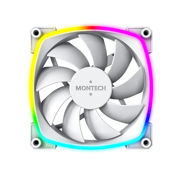 Montech MONTECH AX120 PWM ARGB PC FAN, White 120mm Fan, 800~1600RPM (??10%), Rifle bearing, 12V, 4-pin PWM + 3-pin ARGB | AX120 - product view 3 of 9