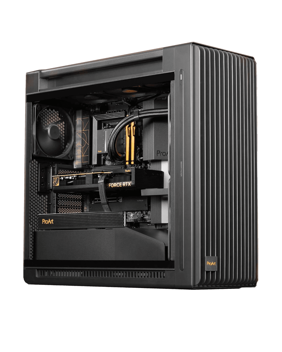 ASUS POWERED PROART DESIGNER CHOICE RENDERING GAMING PC -Intel Core i9-14900K, 4TB NVME, 1200W AURA POWER SUPPLY, 4080 PROART 16GB GRAPHIC, 64GB 6400 DOMINATOR (2*32GB ), W11 PRO - product view 1 of 2