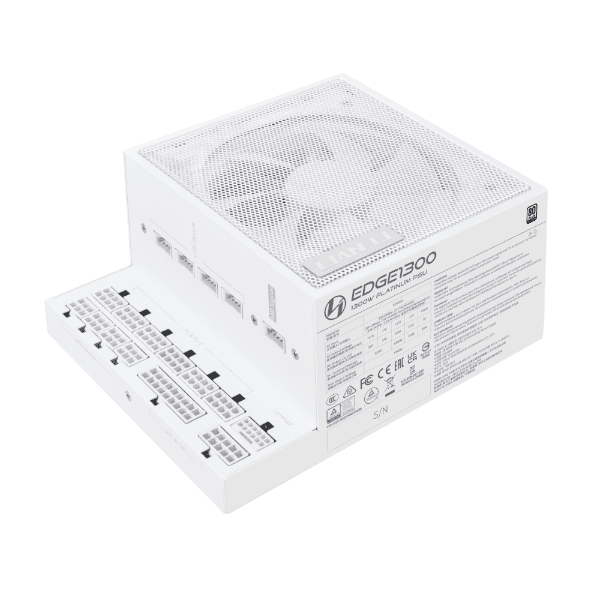 LIAN LI Lian Li EDGE 1300W ATX 3.1 White Powersupply PSU, 80 PLUS PLATINUM, Built-in USB Hub, Dual Chamber Design, 12V-2x6, PCIe Gen 5 | EG1300W - product view 1 of 4