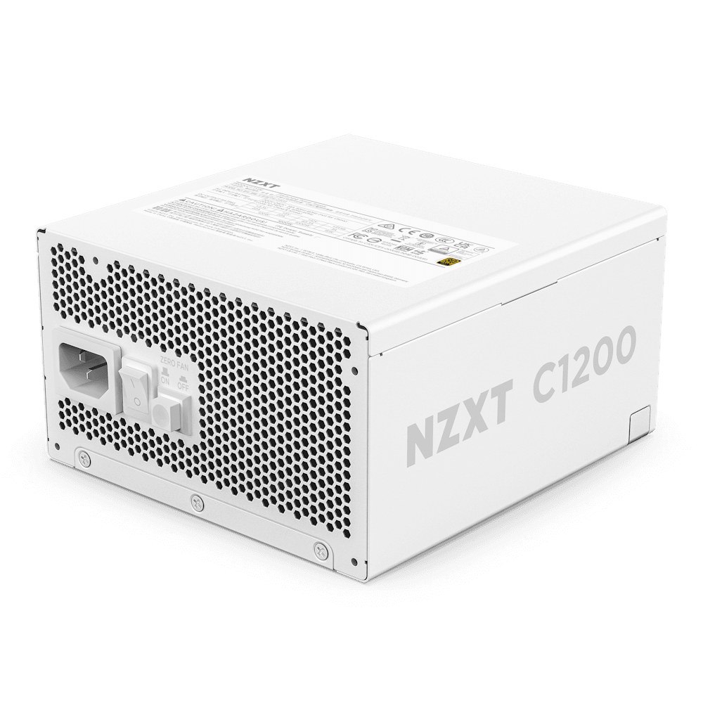 NZXT C1200 Gold ATX 3.1 1200 Watt 80 PLUS Gold Fully Modular Power Supply PSU, 135mm FDB Fan, Zero Fan Mode, 80+ Gold Certified, RTX 50 Series Ready, Japanese Capacitors, Heat-resistant 12V-2x6 connector, White | PA-2G2BW-UK