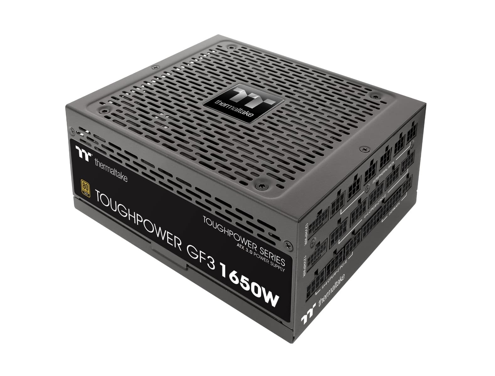 Thermaltake Thermaltake Toughpower GF3 Gold Full Modular Power Supply, TT Premium Edition, 1650W Capacity, 80 PLUS Gold, 140mm Ultra Quiet Smart Zero Fan, PCIe Gen 5.0 & ATX 3 .0, Black | PS-TPD-1650FNFAGK-4 - product view 3 of 11