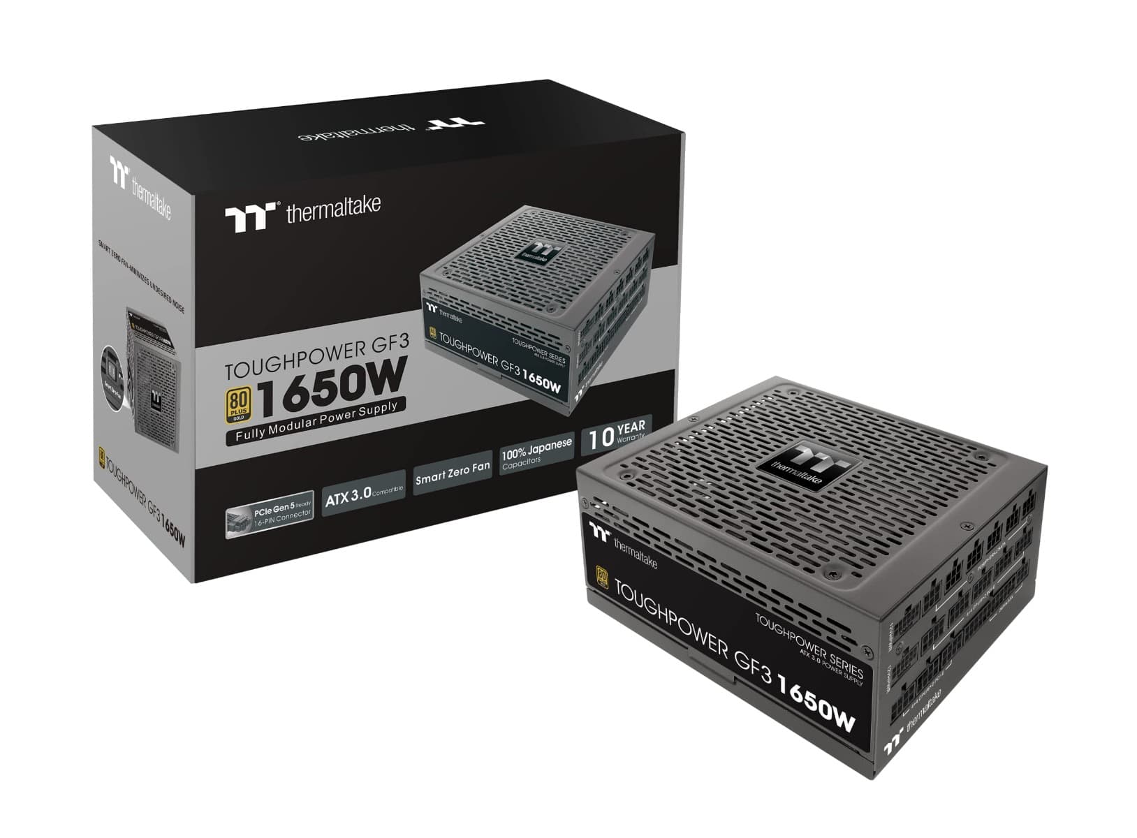 Thermaltake Thermaltake Toughpower GF3 Gold Full Modular Power Supply, TT Premium Edition, 1650W Capacity, 80 PLUS Gold, 140mm Ultra Quiet Smart Zero Fan, PCIe Gen 5.0 & ATX 3 .0, Black | PS-TPD-1650FNFAGK-4 - product view 2 of 11